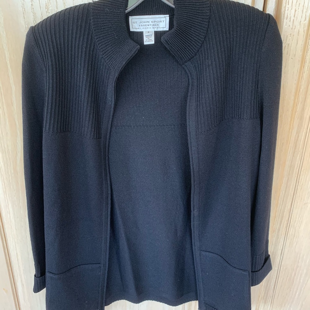 St. John Sport knit black zip-up jacket